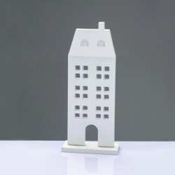 ^WOODEN DECORATIVE WHITE HOUSE  ΜΟΤΙΦ 11.5*5*27,5cm^  -X062768